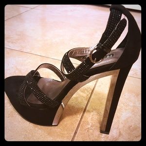 NEW Black Suede Platform Shoes HILAG S-8,5 ( 39)